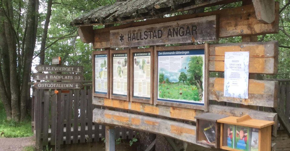 Infotavla vid parkeringen Hallstad ängar
Kinda