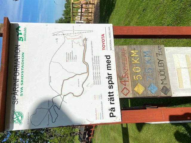 Karta över skid- och motionsspåren vid Sya skidstuga