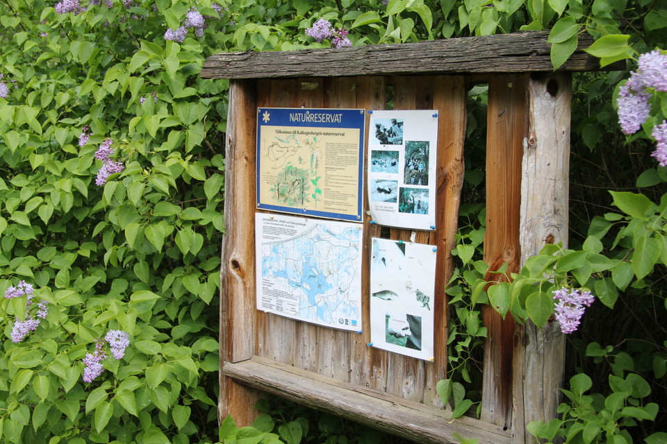 Informationstavla över naturreservatet.