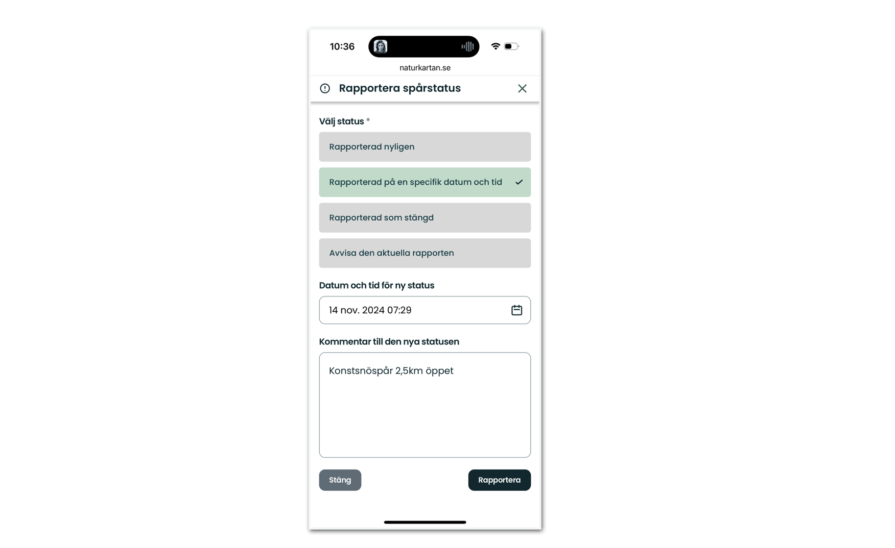 Ny design för uppdatering av spårstatus för inloggade redaktörer…