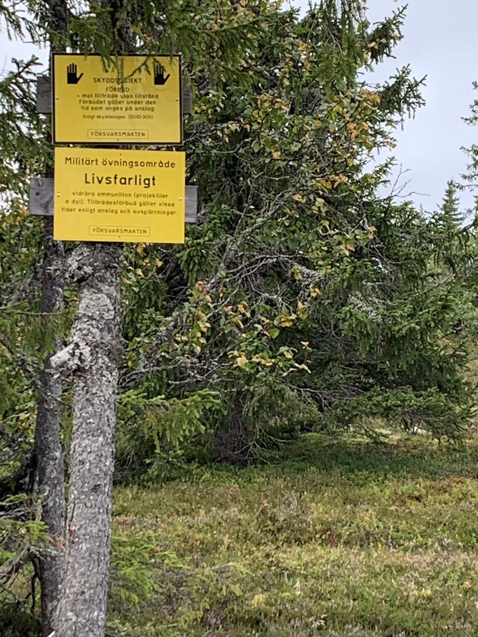 Gränsen till skjutfältet är välmarkerad och lätt att följa.