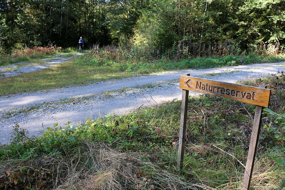 Gammal träskylt med text naturreservat.