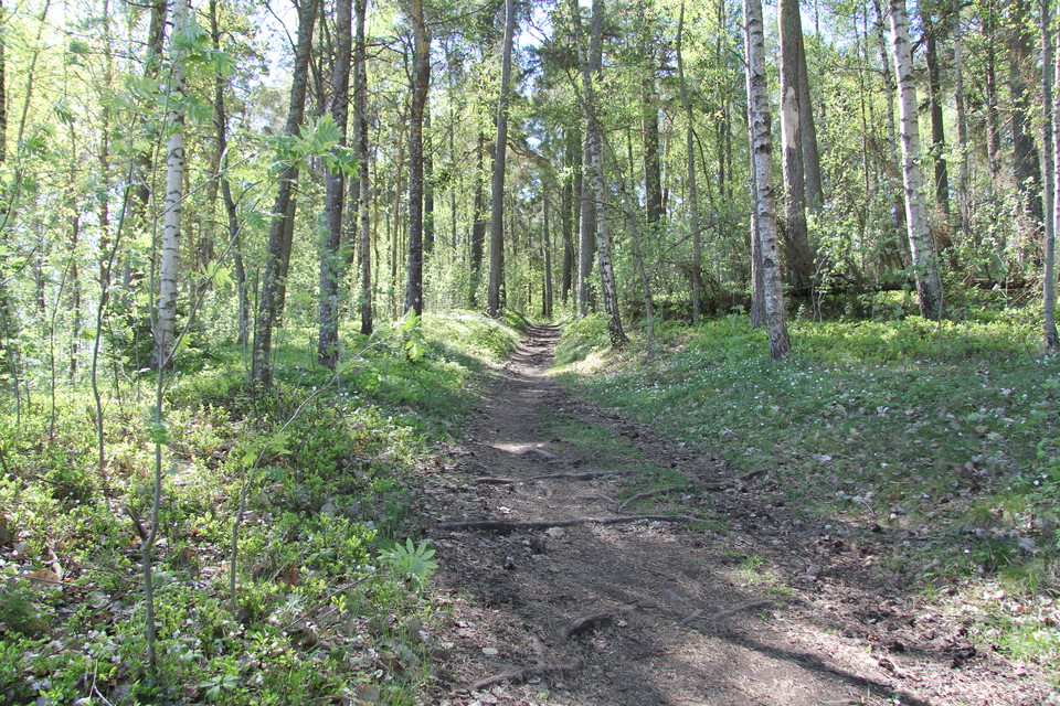 Stig som går uppför en sluttning.
