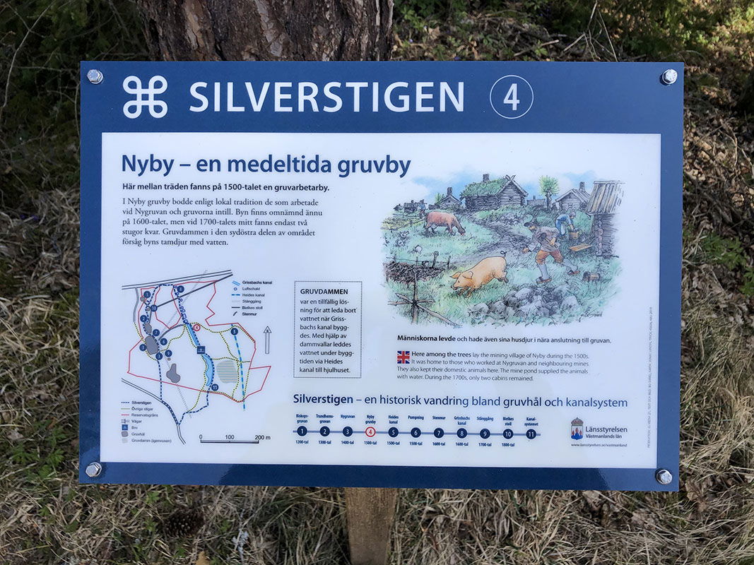 Informationstavla med text och animerade bilder.