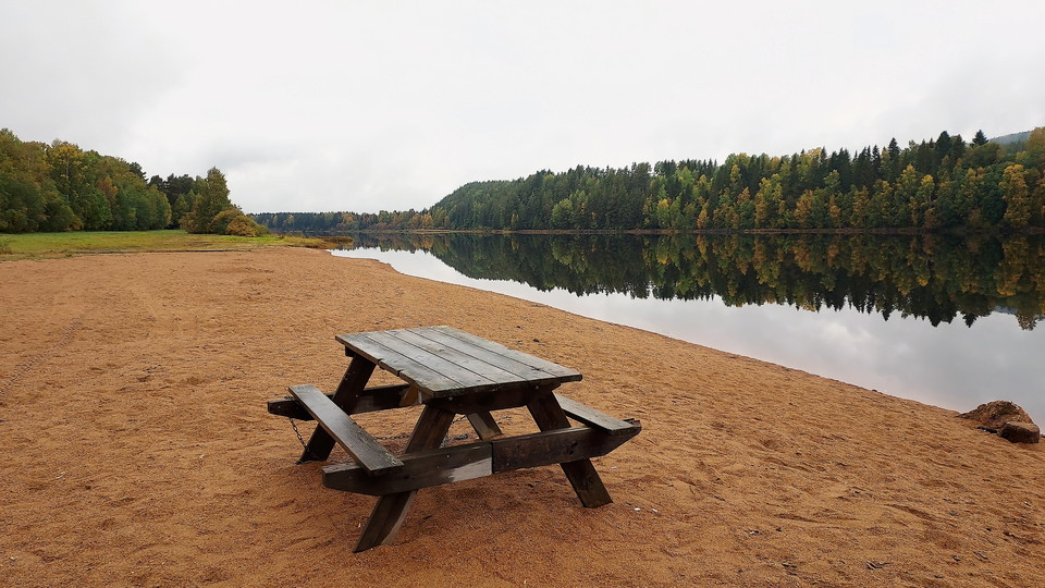 Flottarstigen vid starten i Färila, bänkbord