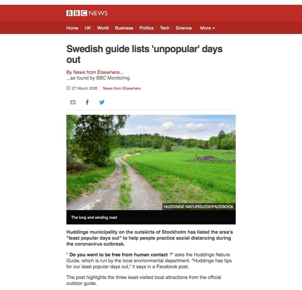 BBC Breaking News: “Swedish guide lists 'unpopular' days out”
