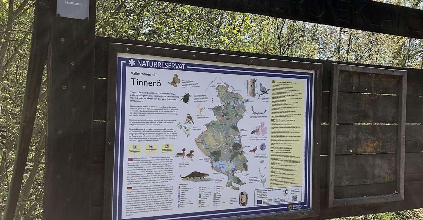 Infotavla naturreservat vid Humpen. 
Etapp: Djurgården-Vidingsjö. 
Linköping. 
