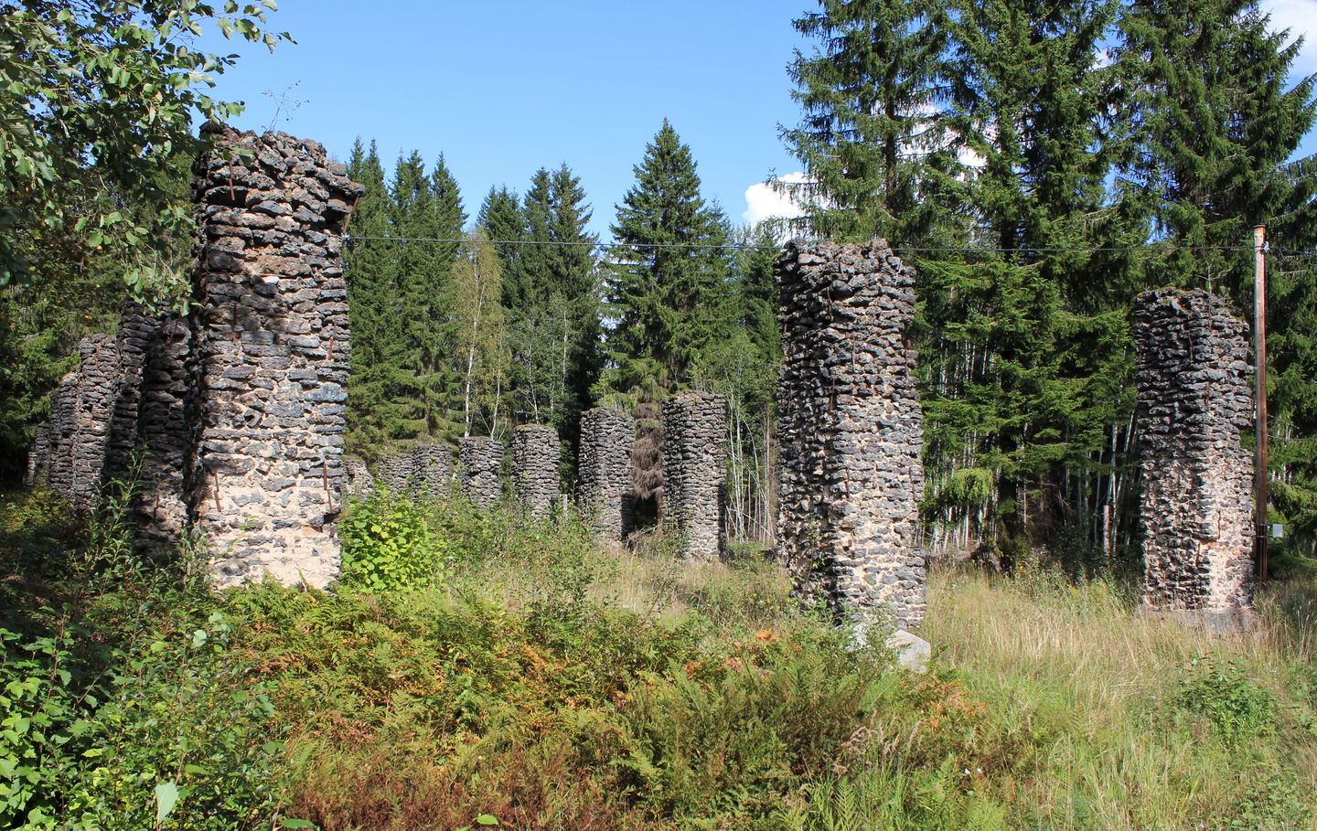Ruiner efter kolhus i Brattfors