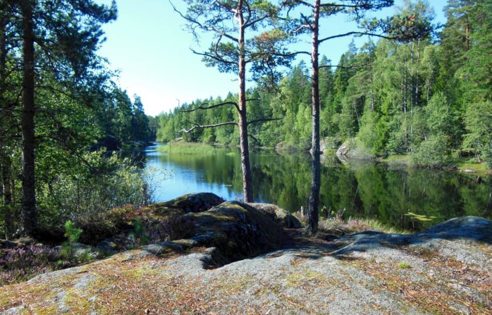 Rastplats på klippa vid sjö