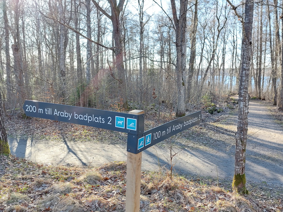 Vägvisning från parkering Ryttartorpet