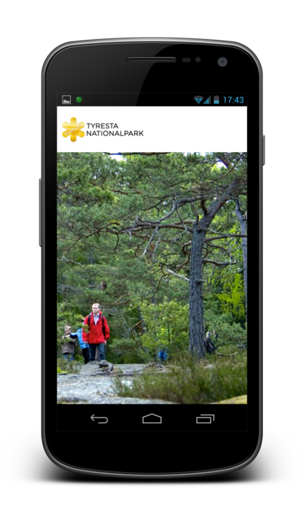 Tyresta för Android, baserad på Naturkartan
