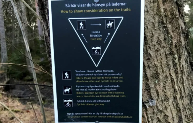 Cyklister lämnar företräde för vandrare och ryttare på lederna.