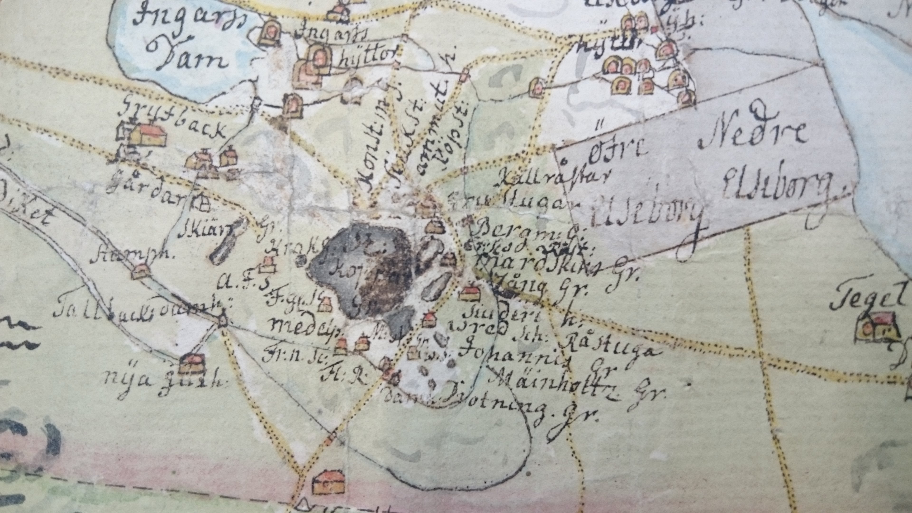 Detalj av karta år 1754 Riksarkivet