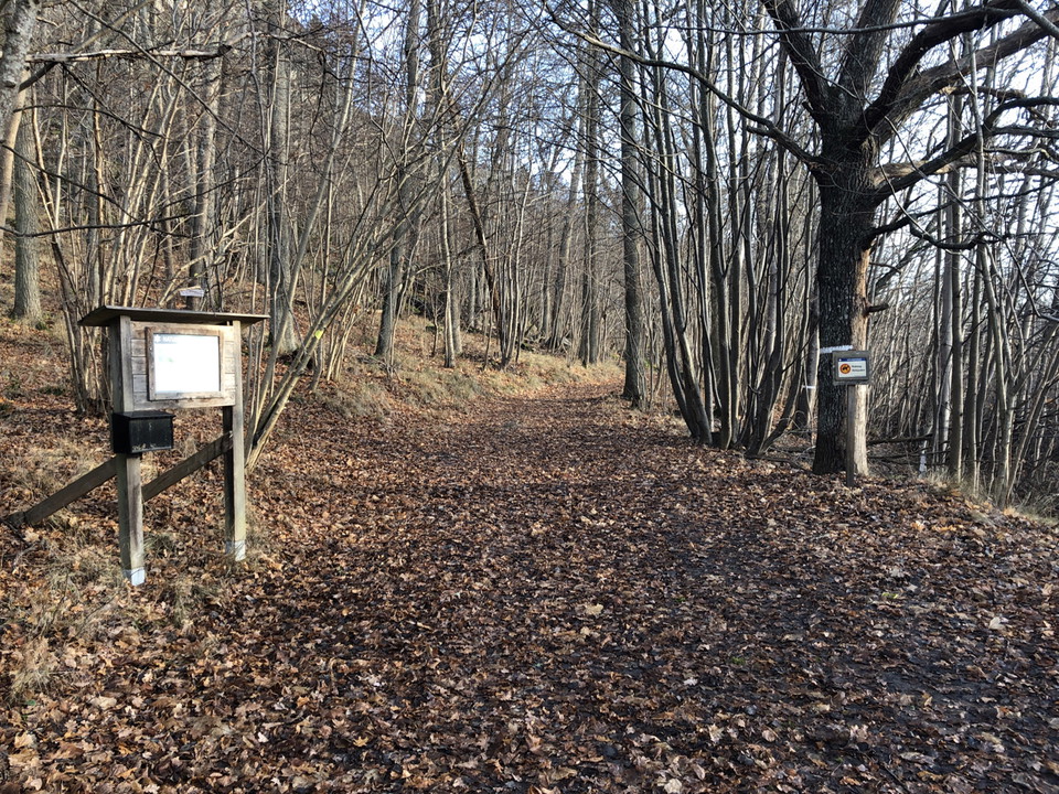 Från entrén leder stigar in i reservatet.