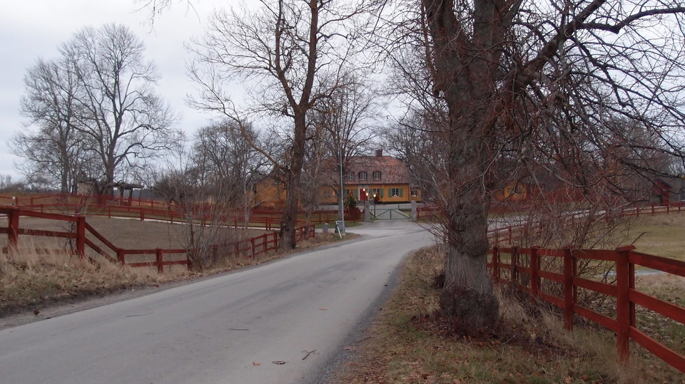 Ekholmsnäsvägen nära Ekholmsnäs gård passeras efter knappt 5,5 km av Lidingöloppet. Fot Lidingö stad