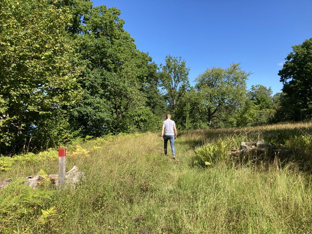 Vandringsled "Ängsfruktsodlingen" - Hackekvarn naturreservat (röd)