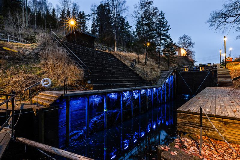 Lyskunst i Ørje sluser