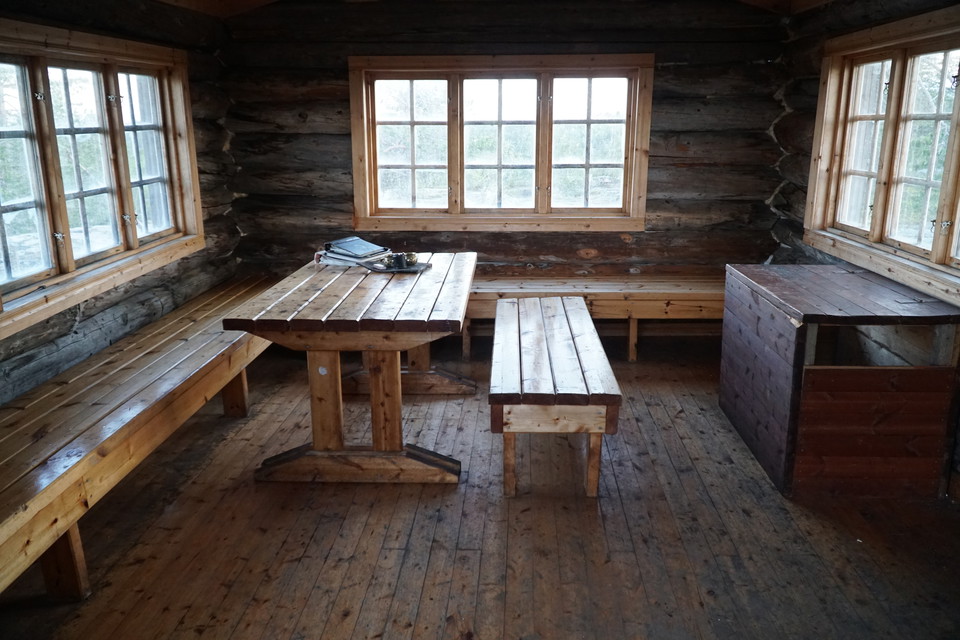 Inside the hut