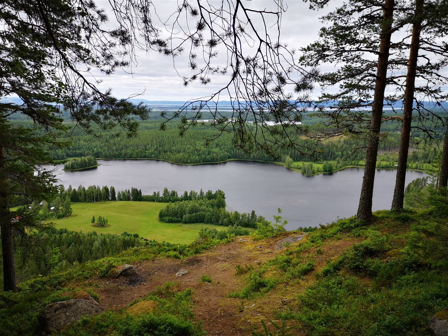 Utsikt över Dellenbygden med Vålåssjön i förgrunden