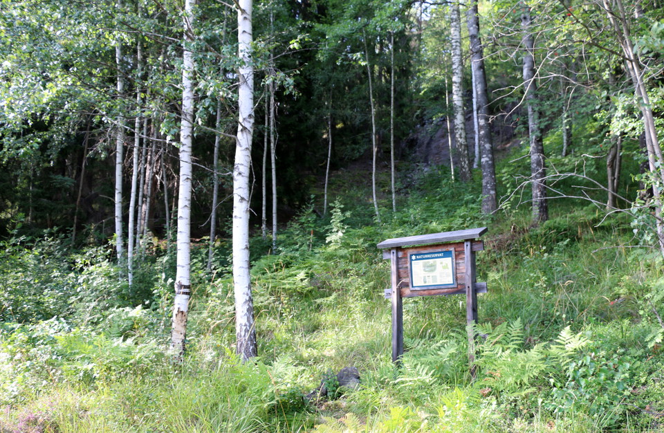 Informationsskylt vid vattenfallet Brudslöjan.
