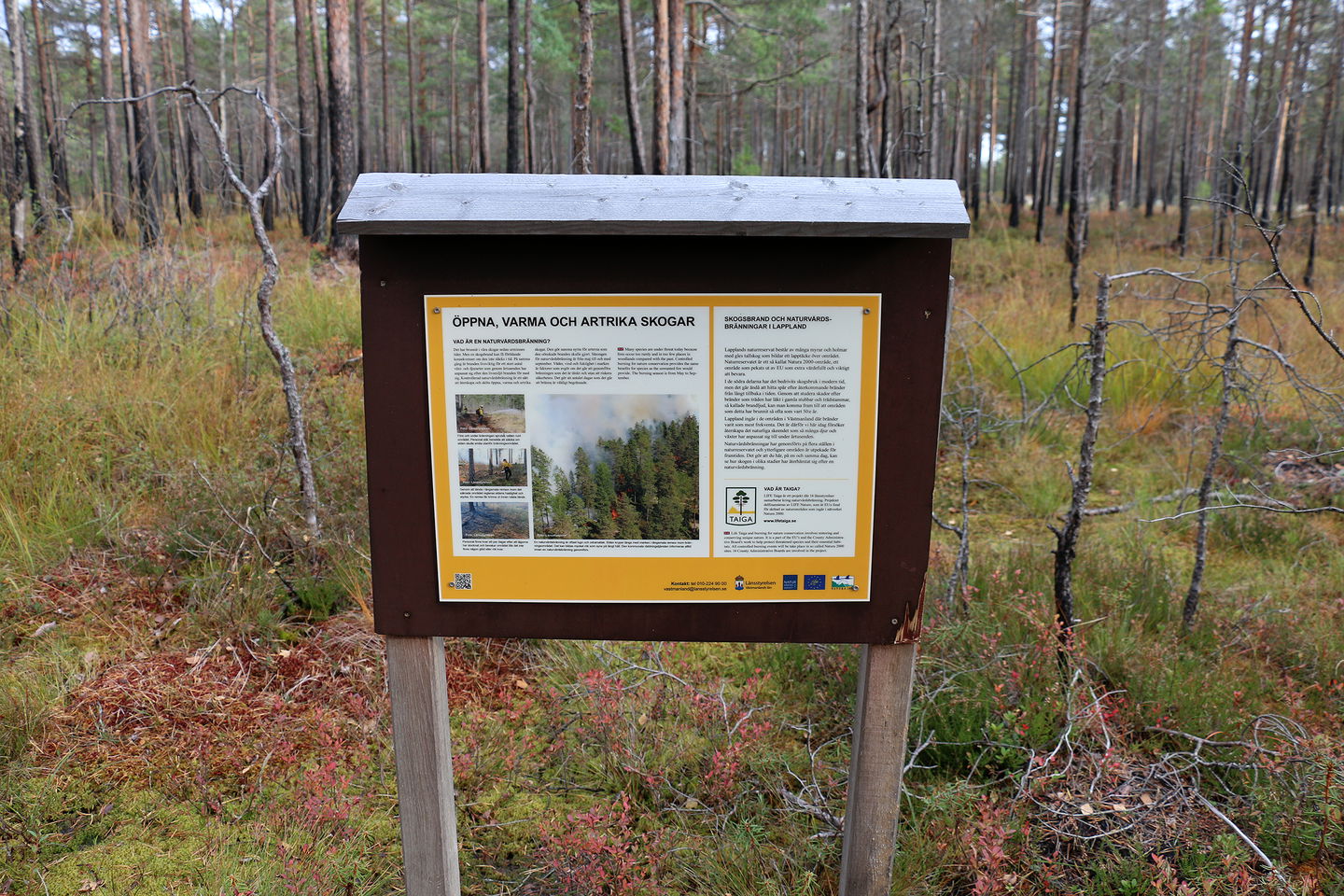 Skylt om naturvårdsbränning.
