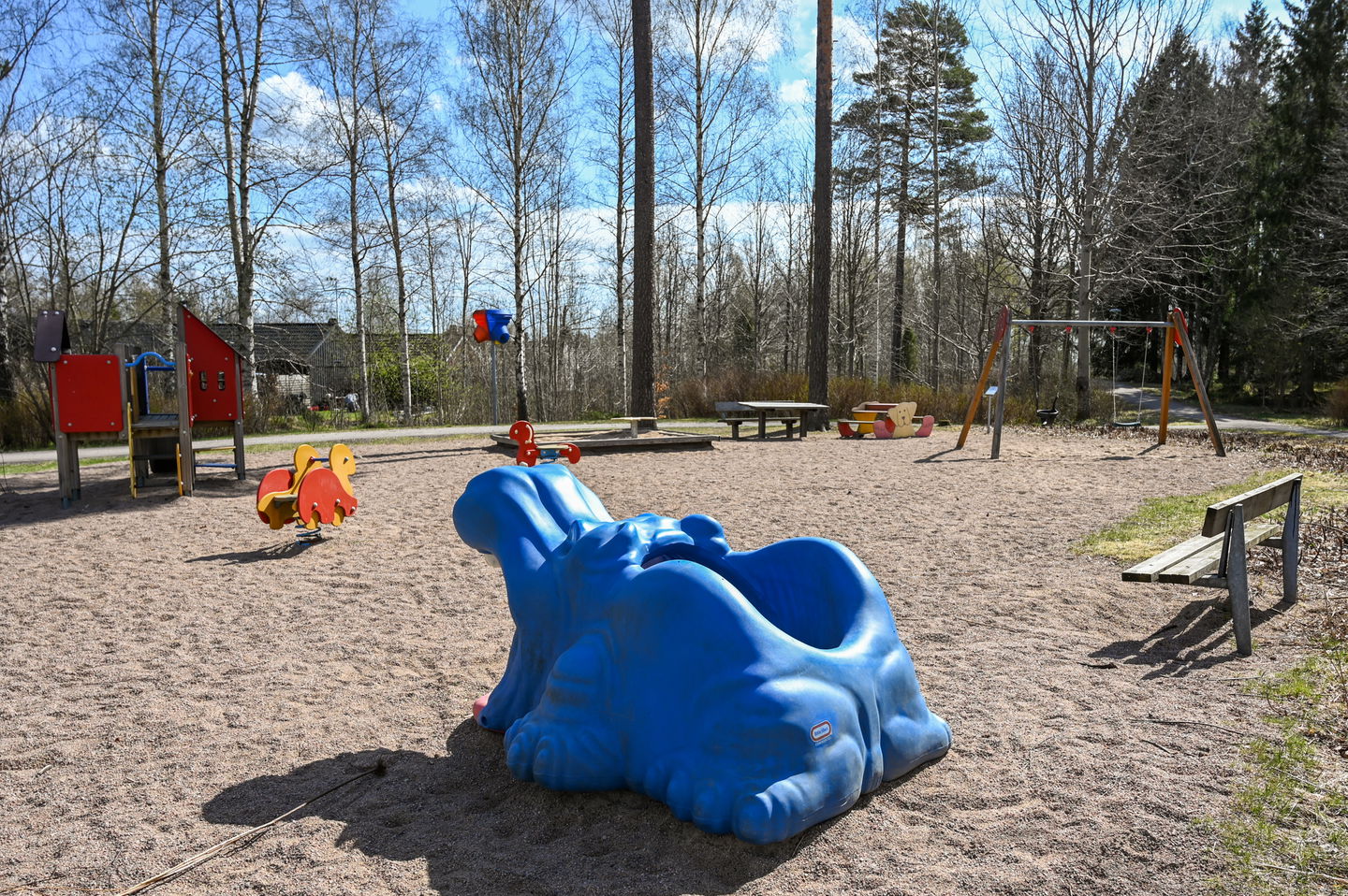 blå flodhäst att leka i