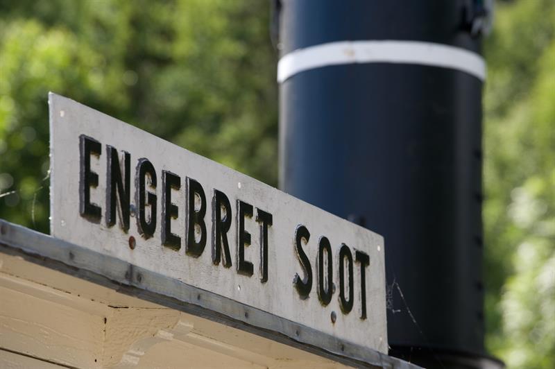 Skilt med engebret soot