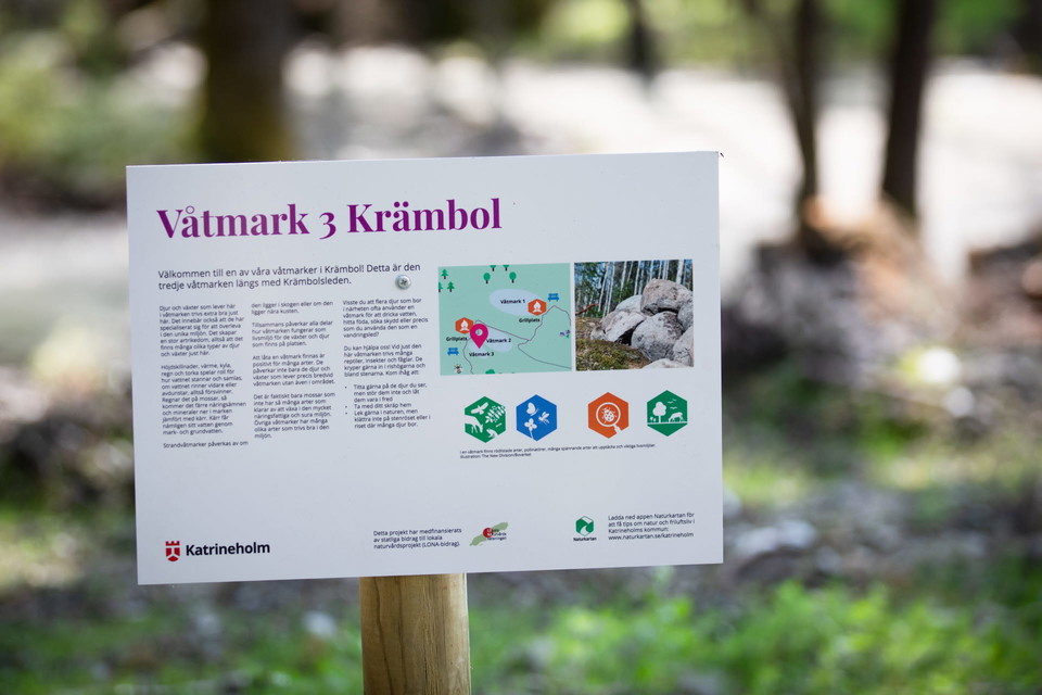 Bild på en skylt från krämbol som berättar om våtmark 3. 