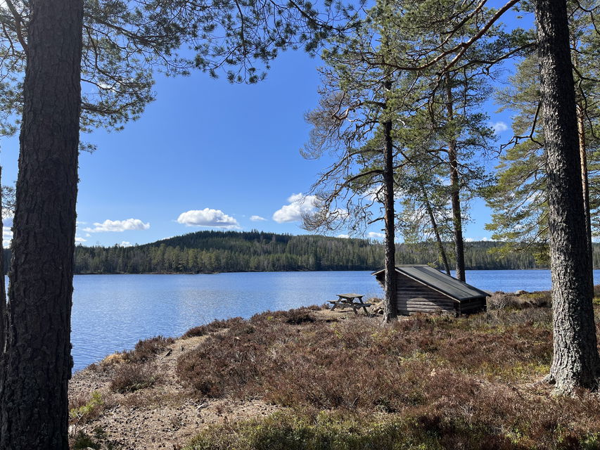 Vy över vindskydd Lilla Djurlången