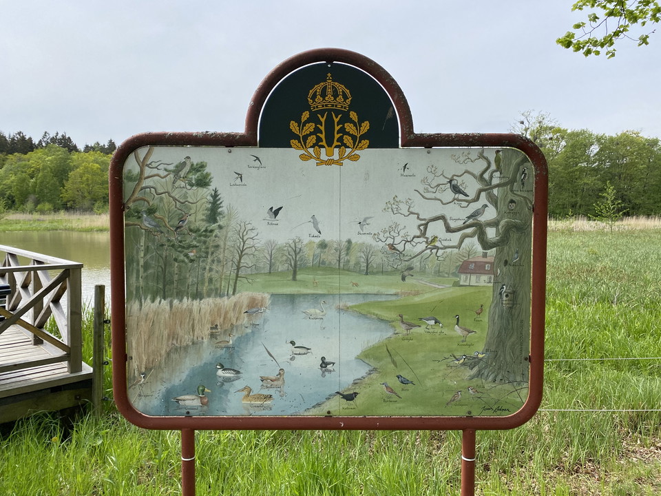 Skylt om fåglarna vid Isbladskärret.