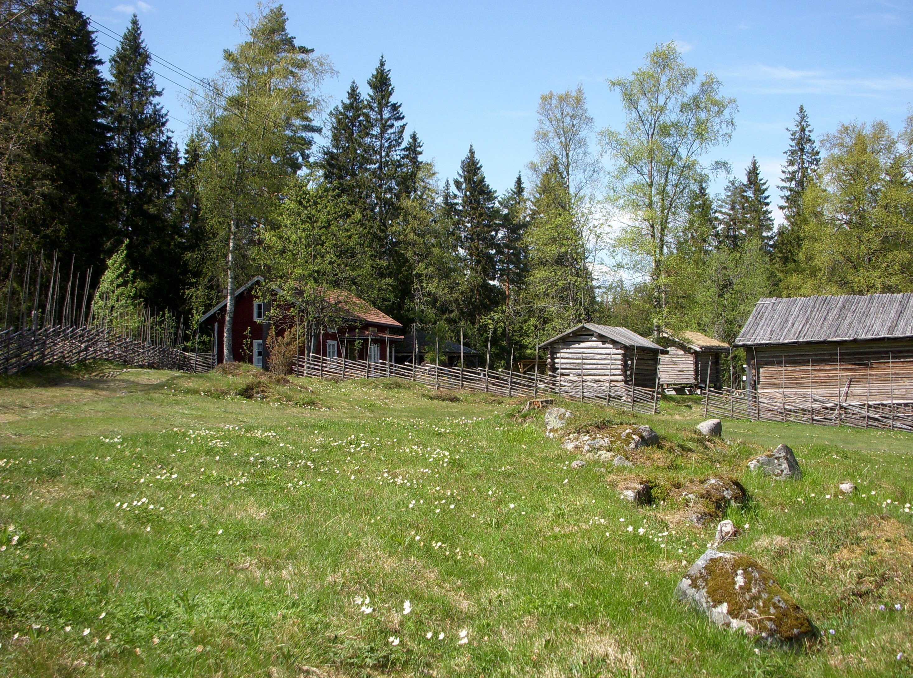 Finngammelgården i Skattlösberg, en hembygdsgård som visar den skogsfinska byggnadskulturen.