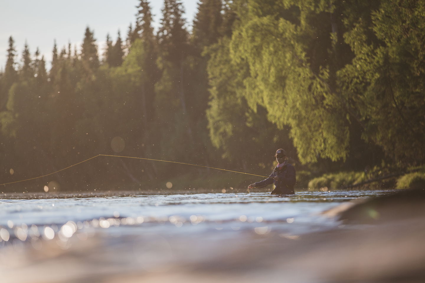 Fiske i Kalixälven i både strömmande och lugnt vatten
