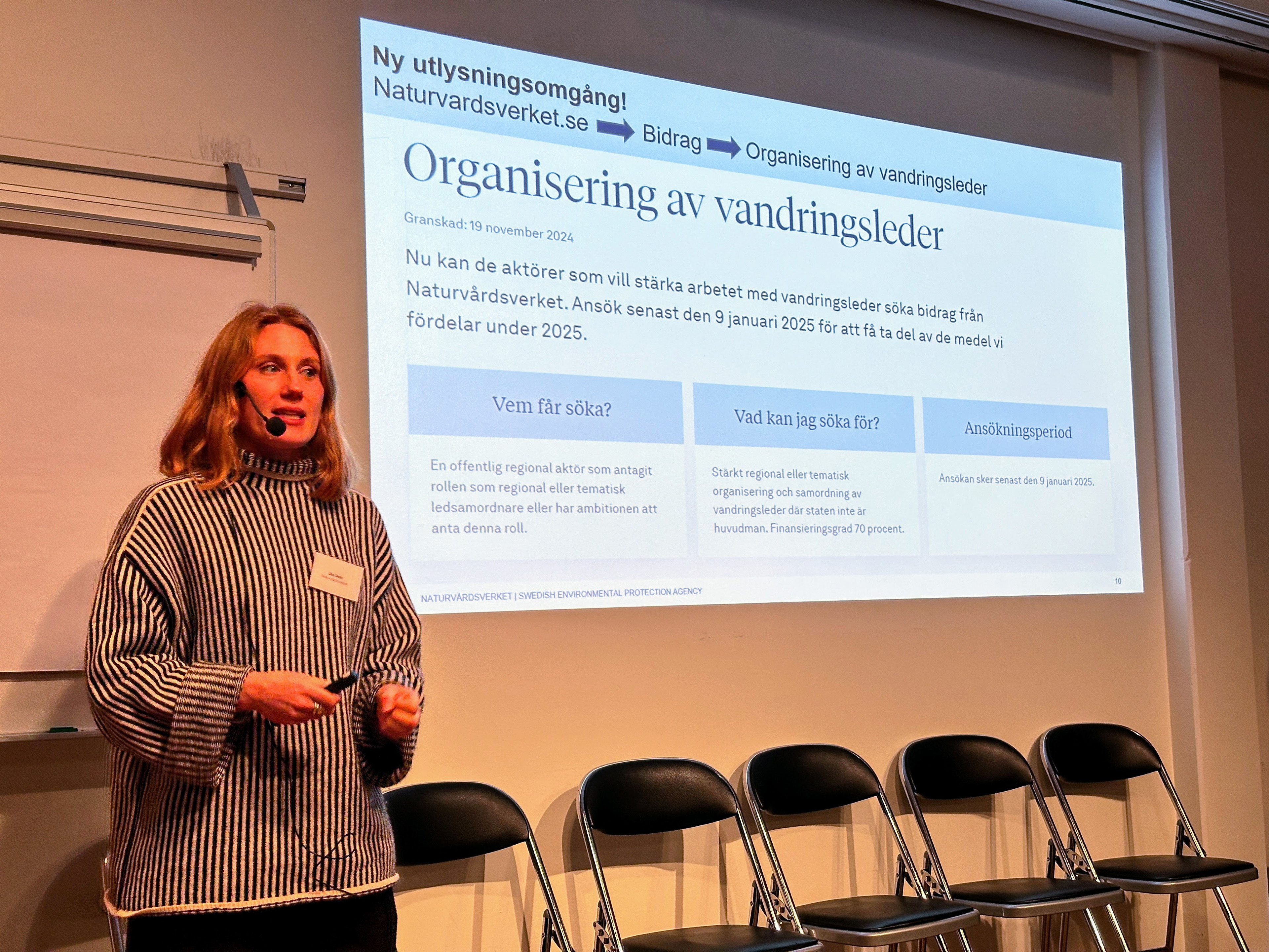 Lisa Diehl, handläggare friluftsenheten på Naturvårdsverket berättar om utlysningens möjligheter …