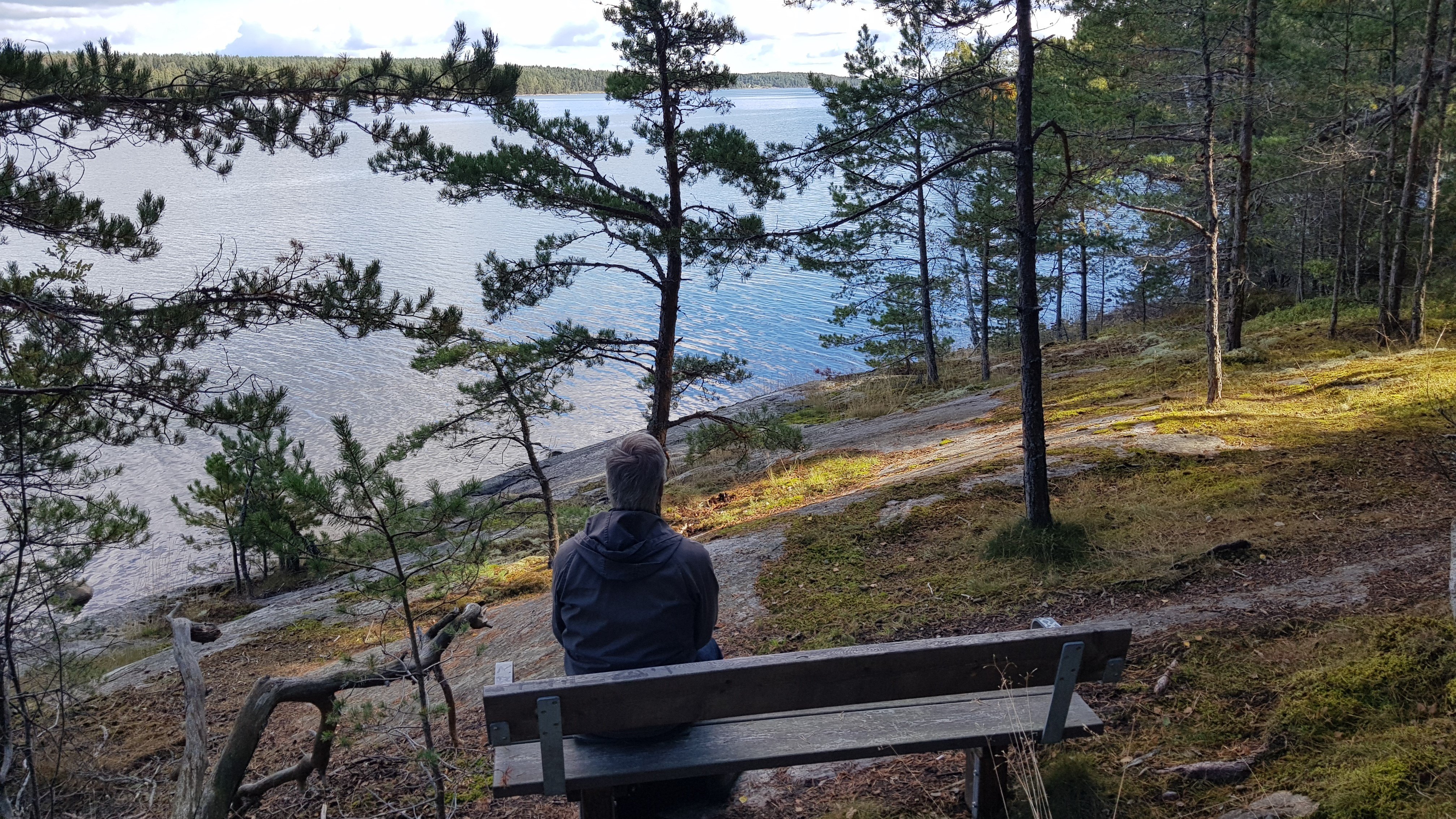 Bänk med utsikt över Askrikefjärden. Foto Lidingö stad