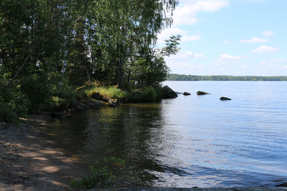 Strandvy i en vik.