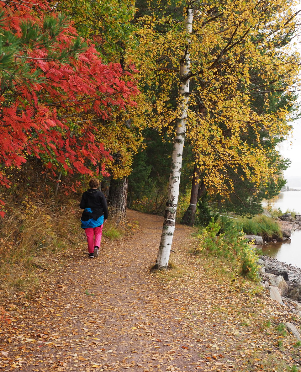 Vandring längs strandpromenaden