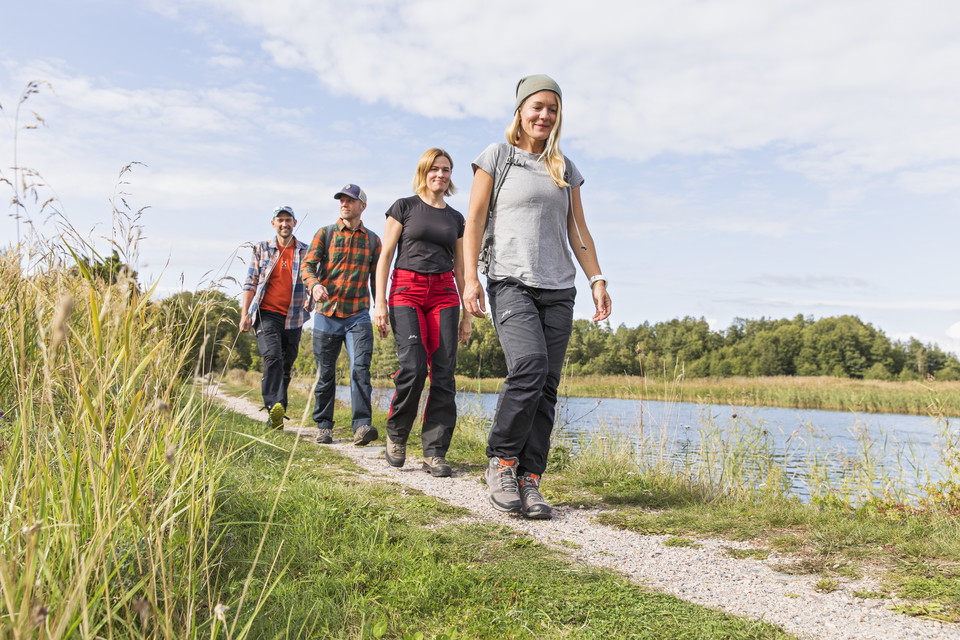 Hiking along Väddö Canal at Roslagsleden stage 10. 