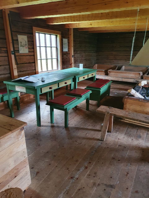 Inside the hut