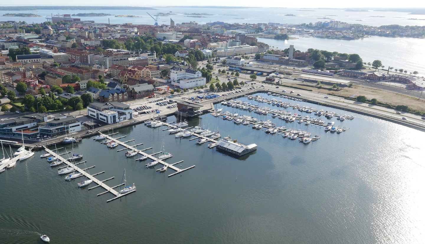 Flygfoto över Stadsmarinan i Karlskrona