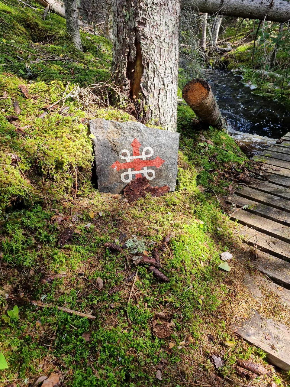 Pilgrim sign at Ekotemplet 