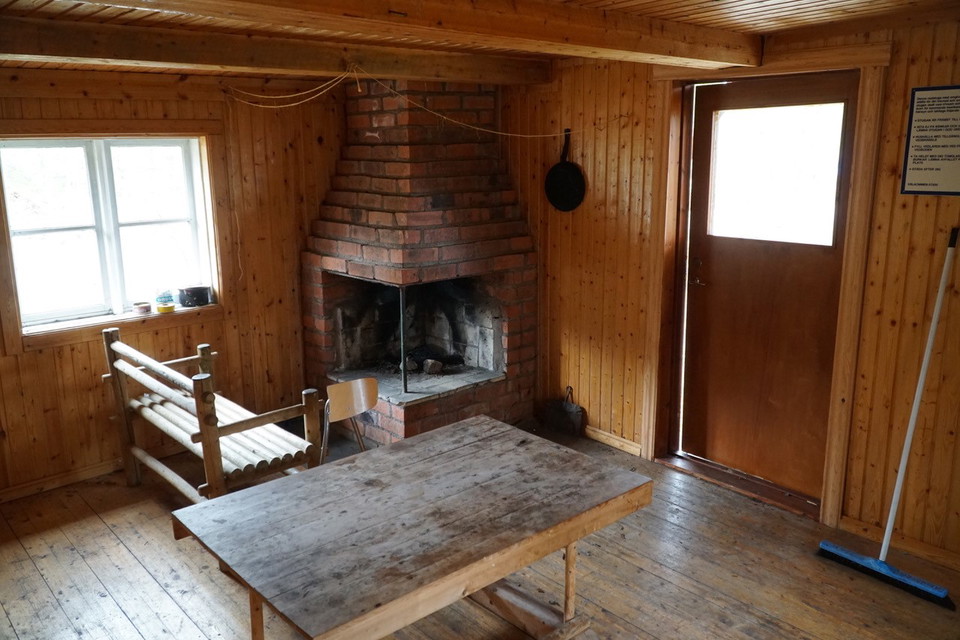 Inside the hut