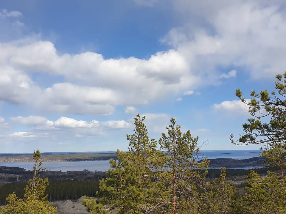 Utsikten från Omsberget österut mot Sundsvallsfjärden och Alnön