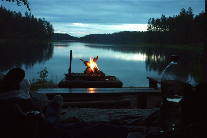 Make a warming fire at one of the barbecue huts along the trail