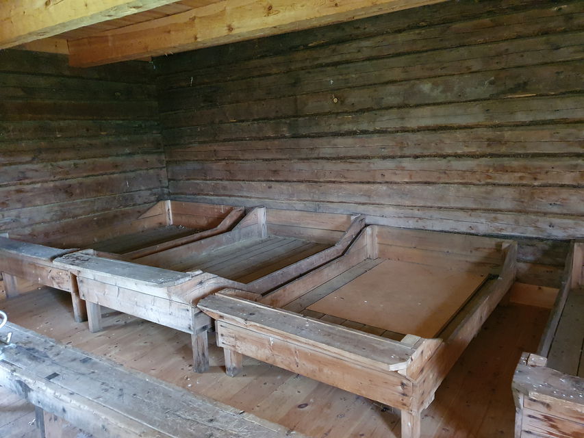 Inside the hut