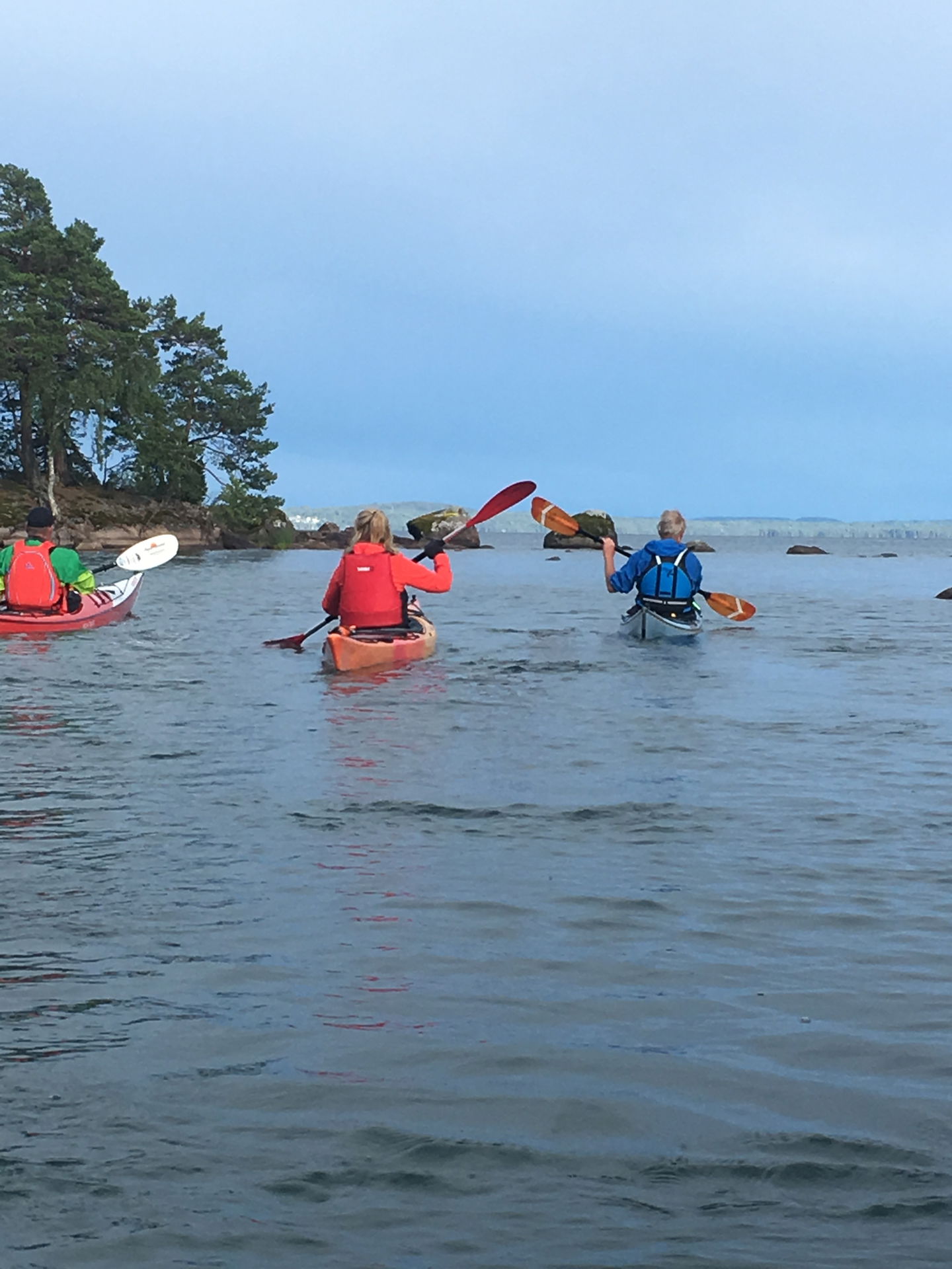 En grupp som paddlar 