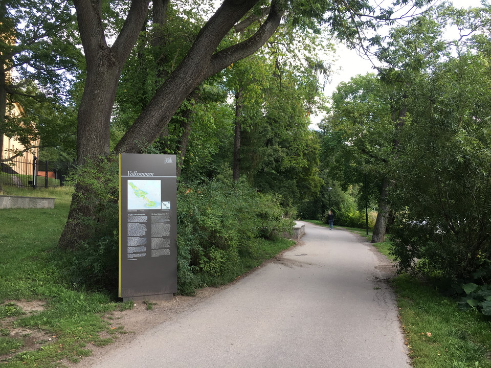 Entré till Nationalstadsparken vid Nobelparken.