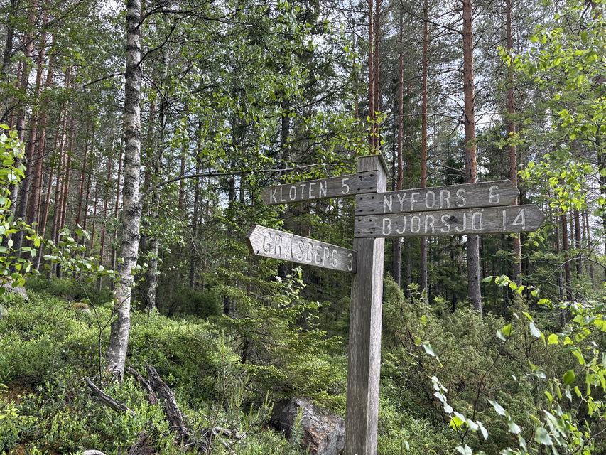 Skyltning längs Malingsbo-Klotenleden