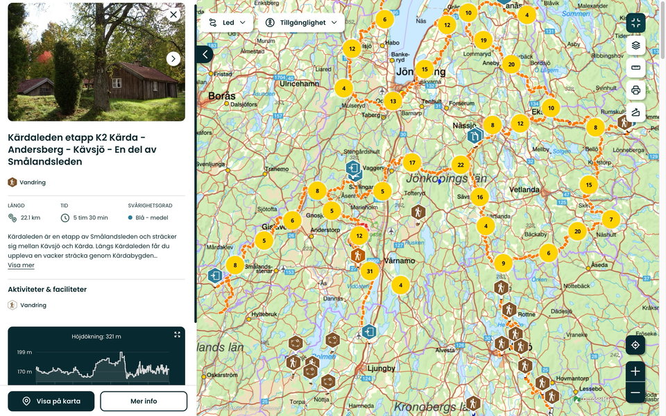 Kärdaleden etapp K2 mellan Kärda - Andersberg - Kävsjö är en del av Smålandsledens omfattande nätver…