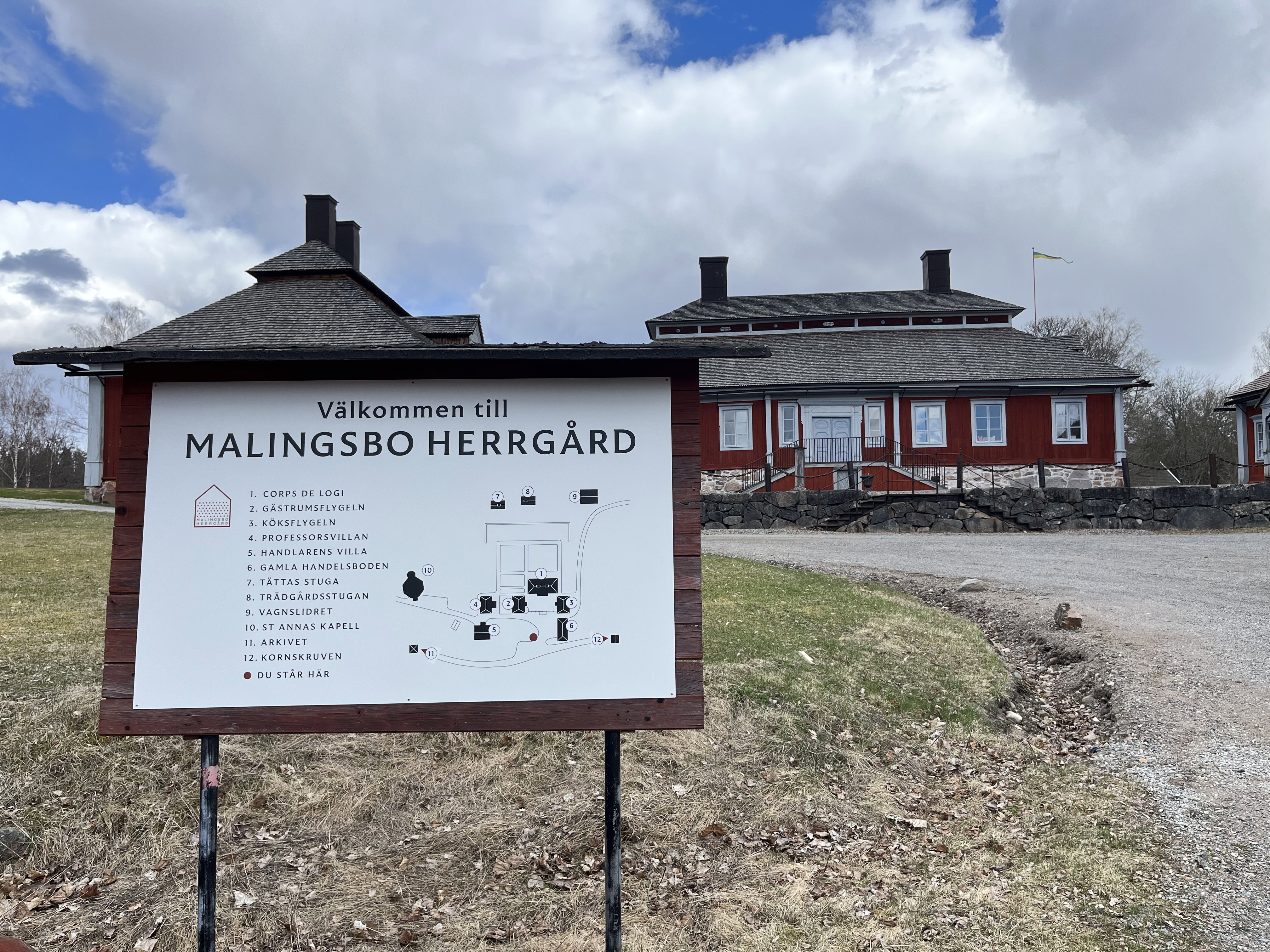 Informationsskylt vid Malingsbo herrgård