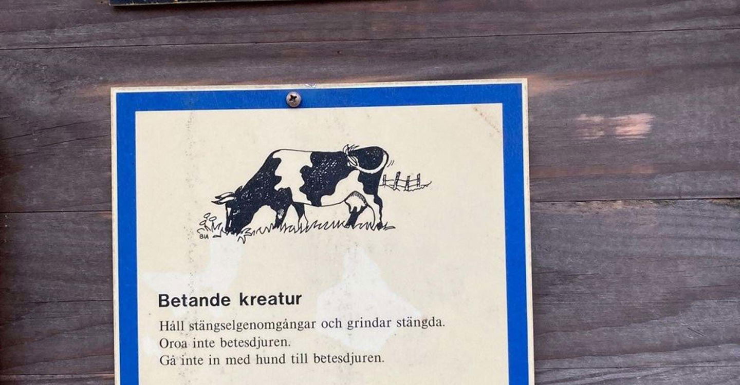 Infotavla om betande djur i Åsens naturreservat